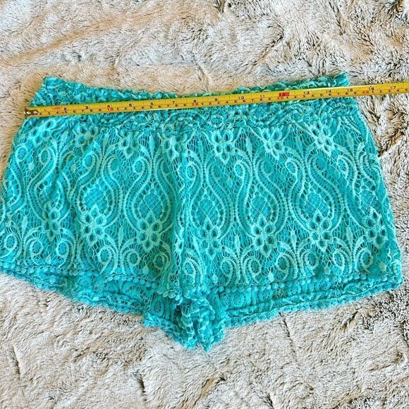 O'Rageous Women's Size Medium/Large Crochet Lace Beach Turquoise Coverup Shorts - Picture 7 of 7